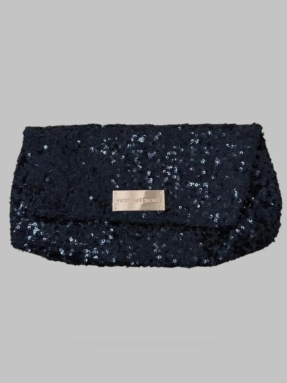 Victoria's Secret Black Sequin Fold-Over Clutch
